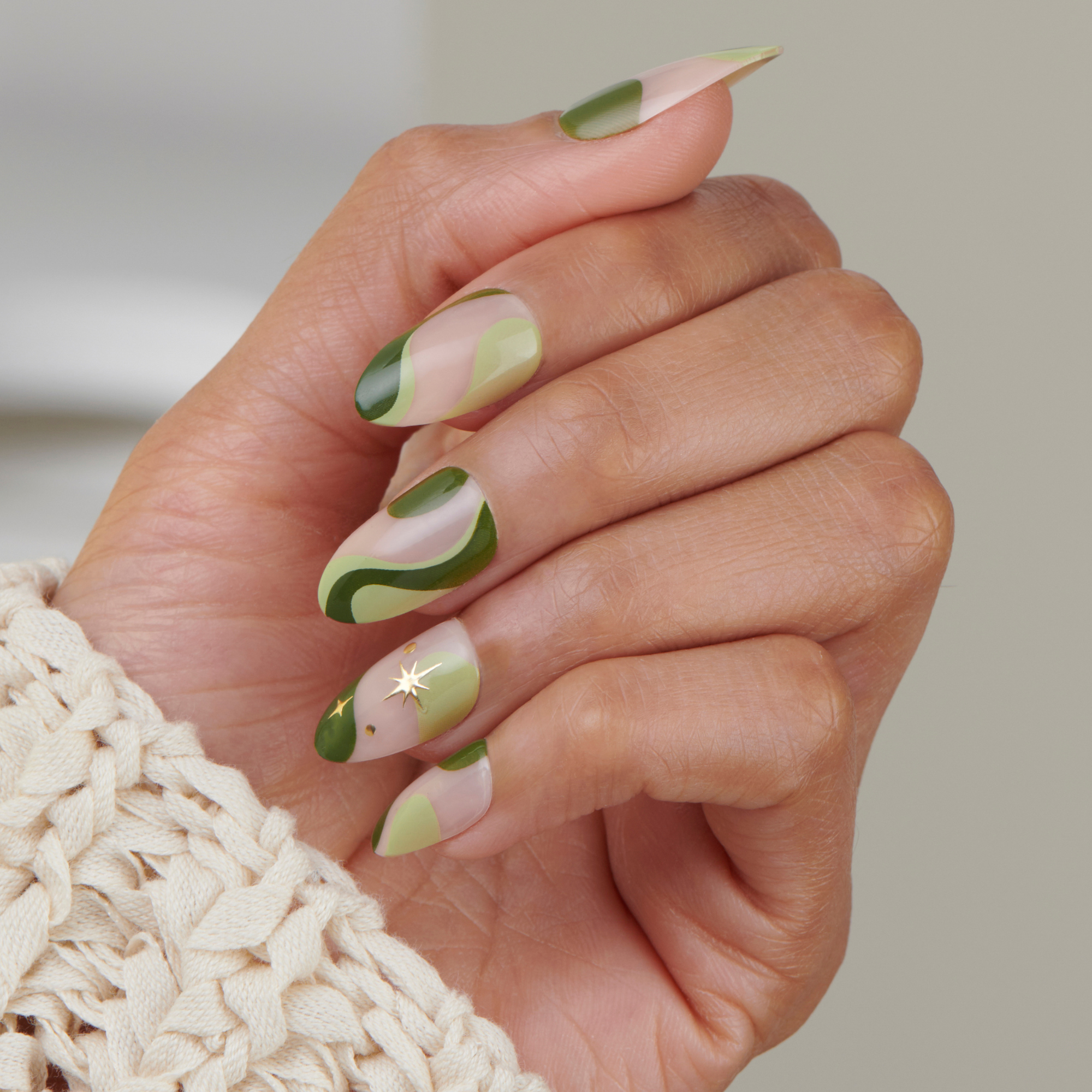 Matcha Magic - Medium Almond Nail On Press On Manicure