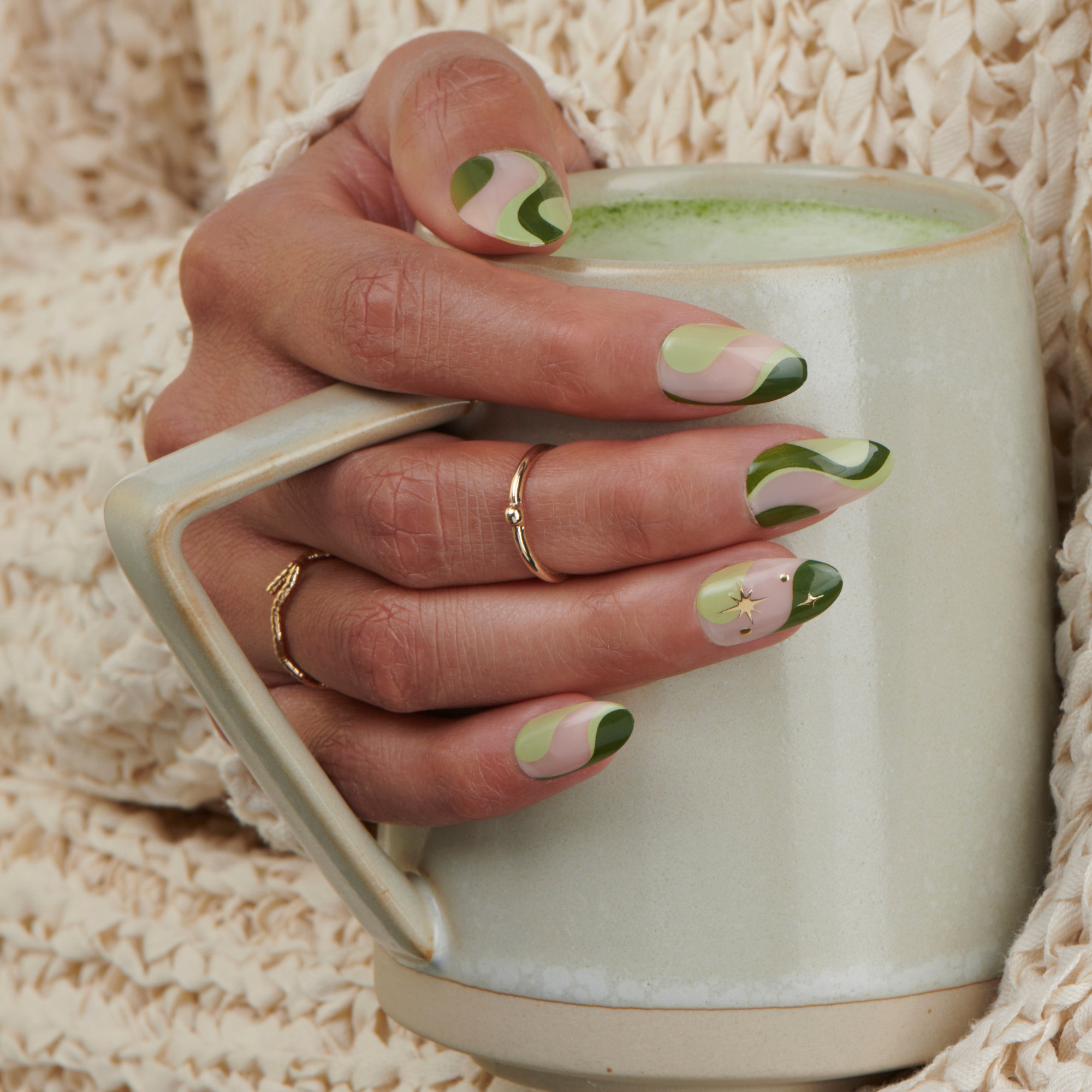 Matcha Magic - Medium Almond Nail On Press On Manicure
