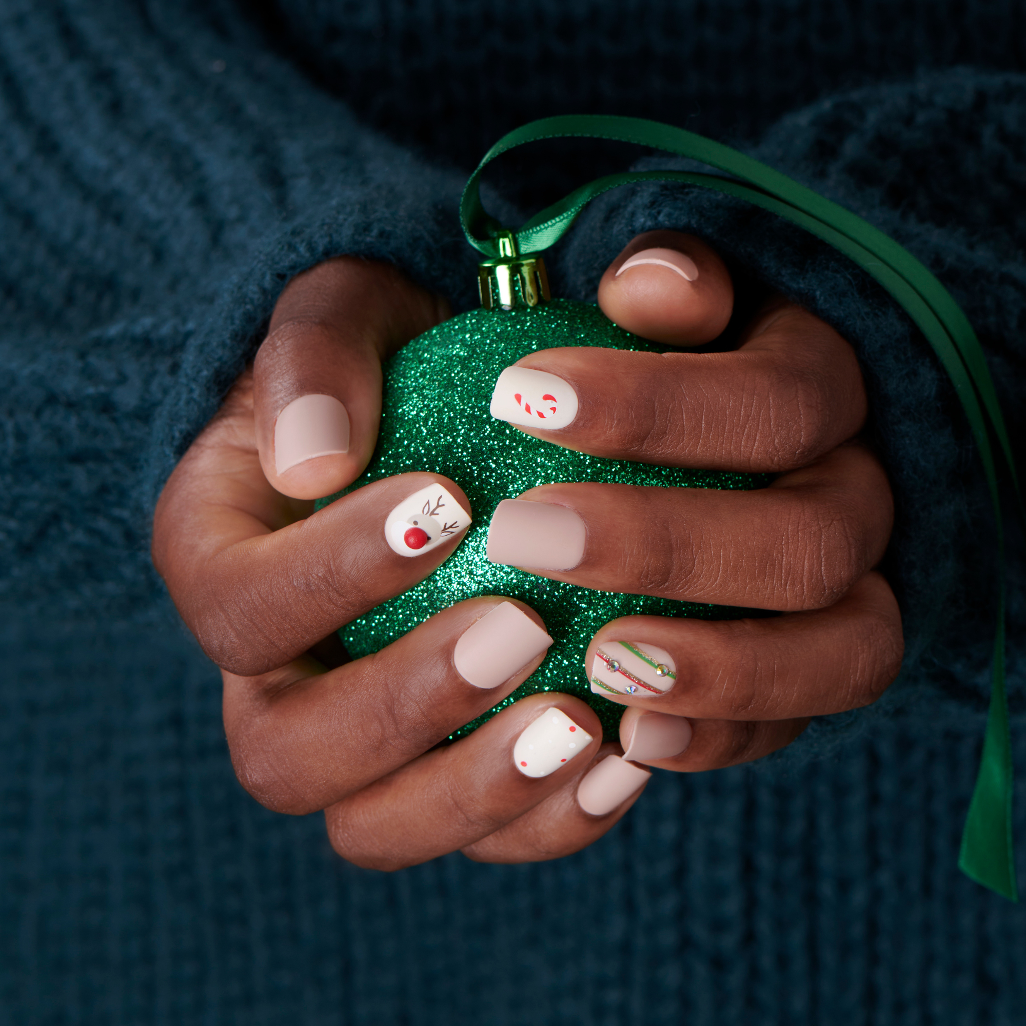 Red Nose - Squoval Nail On Press On Manicure