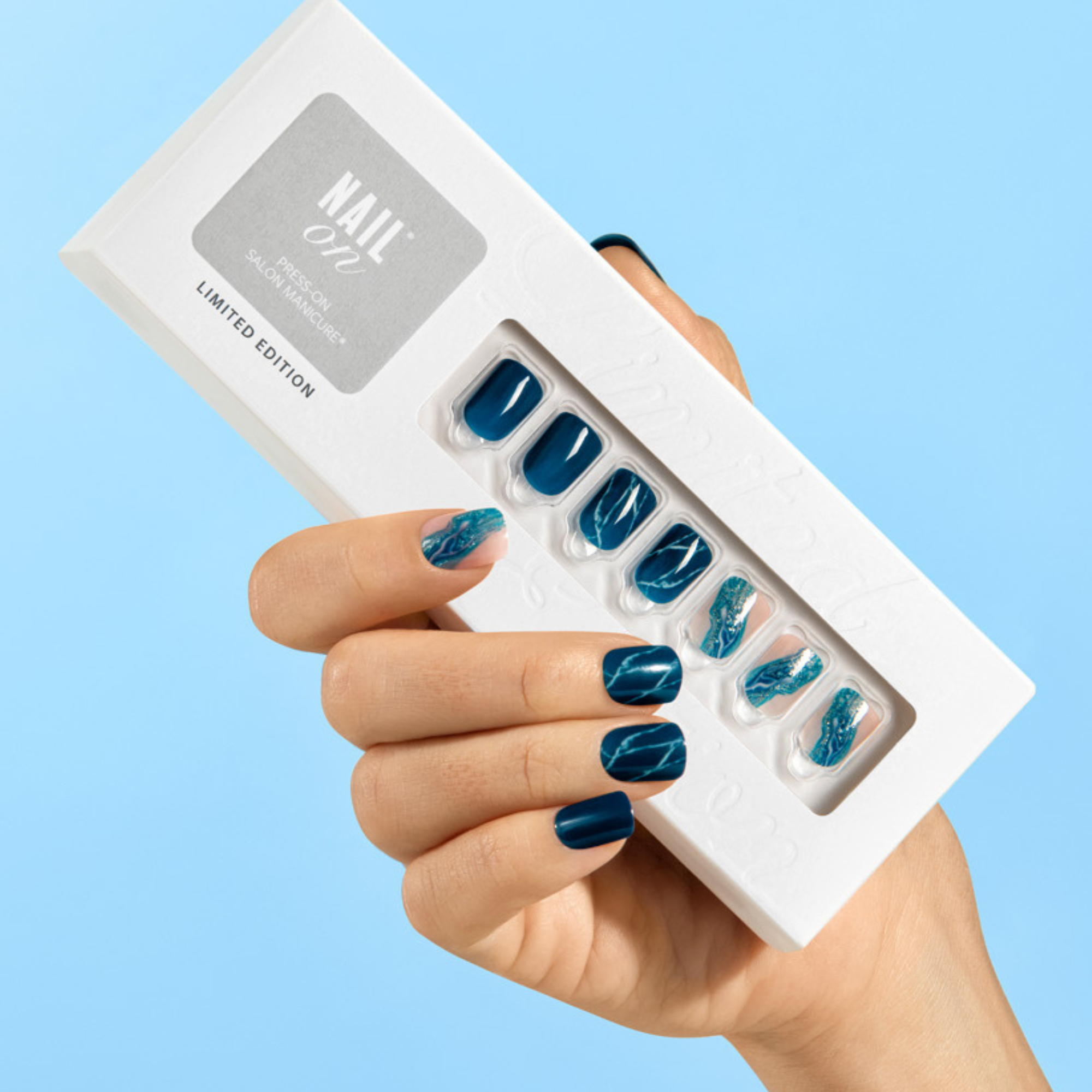 Blue Mist - Short Squoval Nail On Press On Manicure