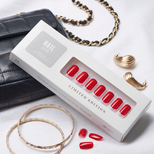 Scarlet Red - Medium Squoval Nail On Press On Manicure