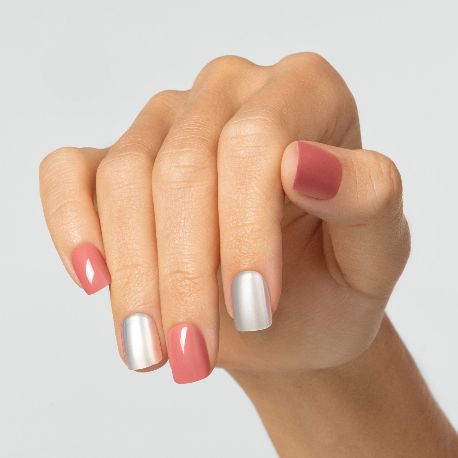 Pearly Rose - Short Squoval Nail On Press On Manicure