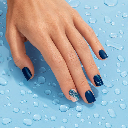Blue Mist - Short Squoval Nail On Press On Manicure