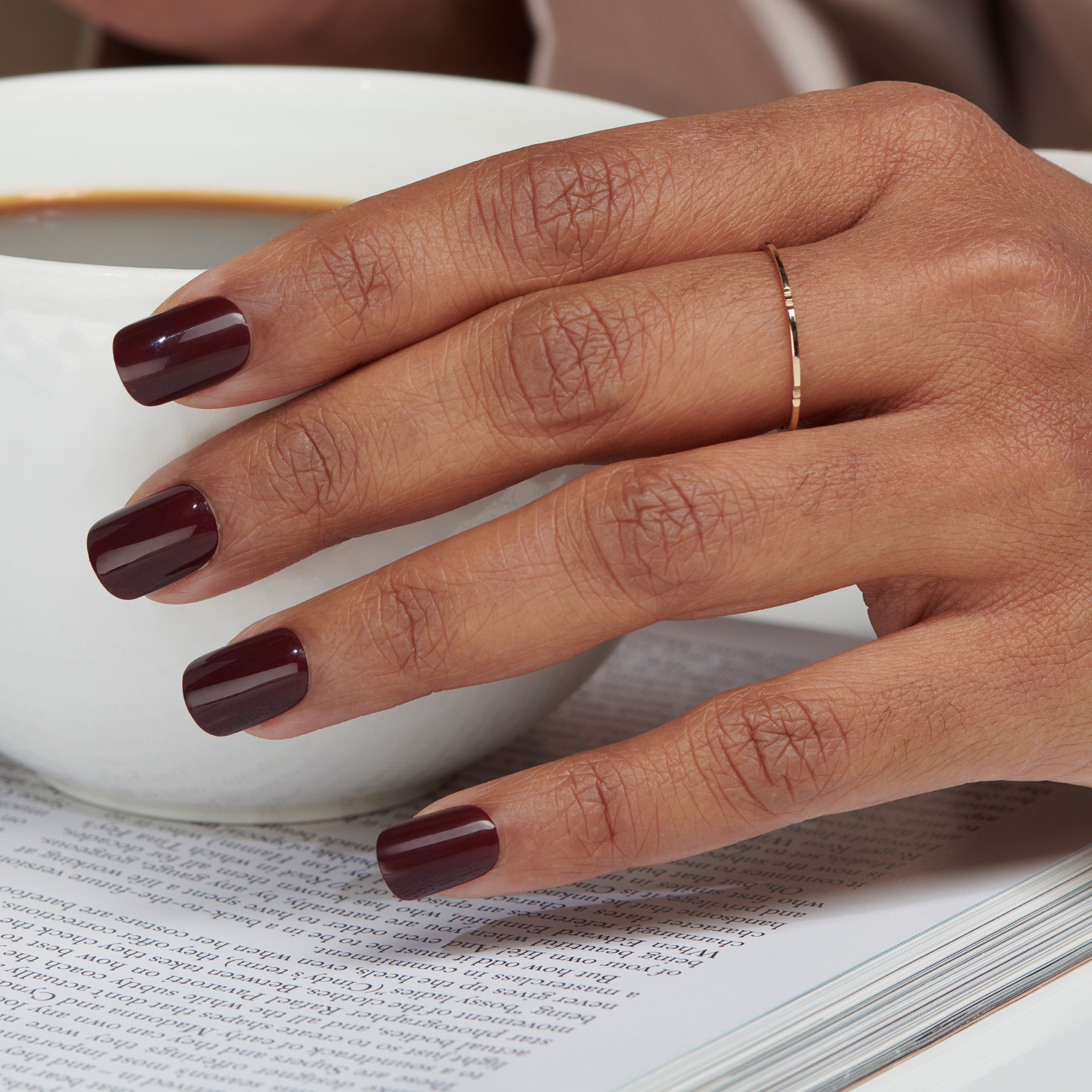 Dark Cherry - Short Squoval Nail On Press On Manicure