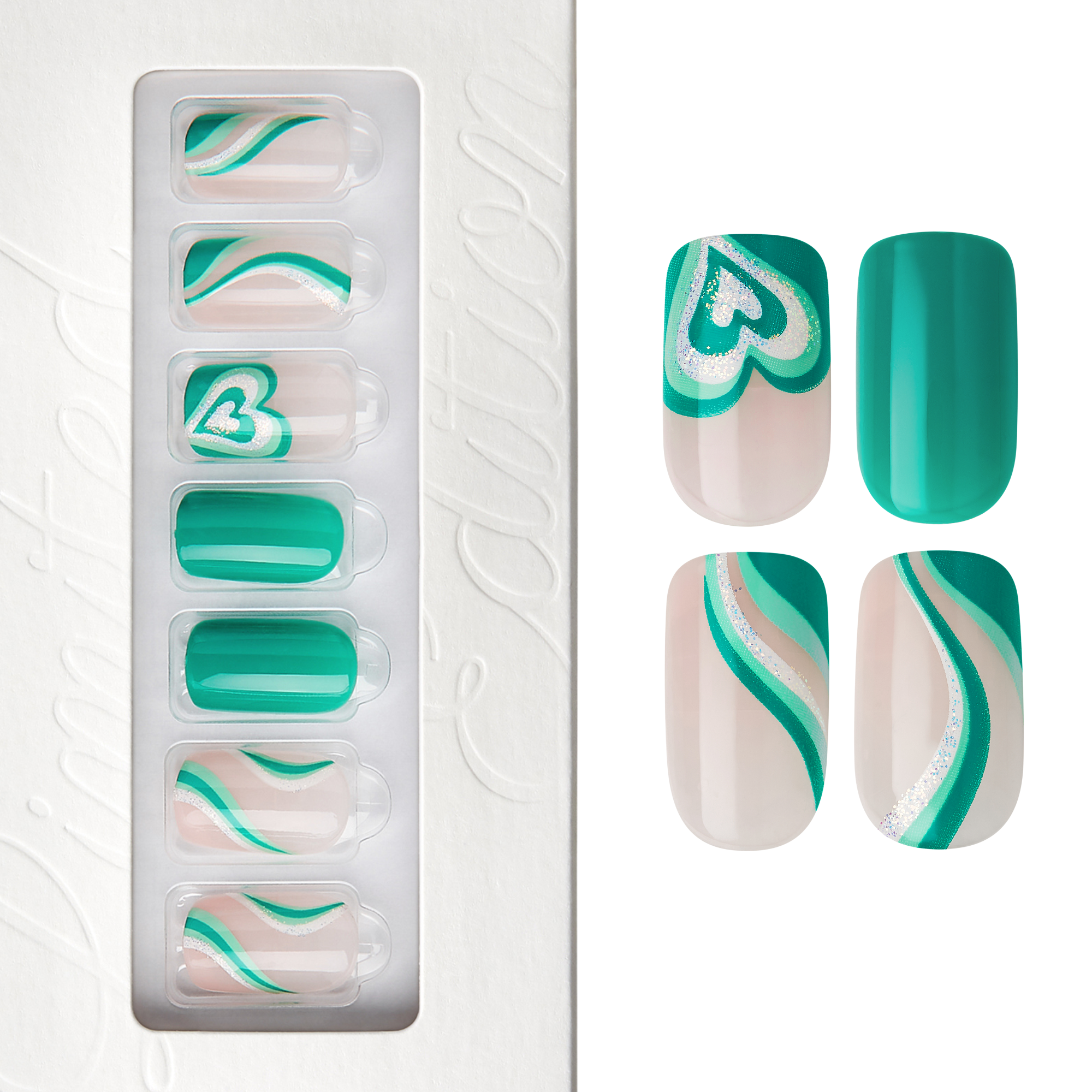 Green Fairies - Medium Squoval Nail On Press On Manicure