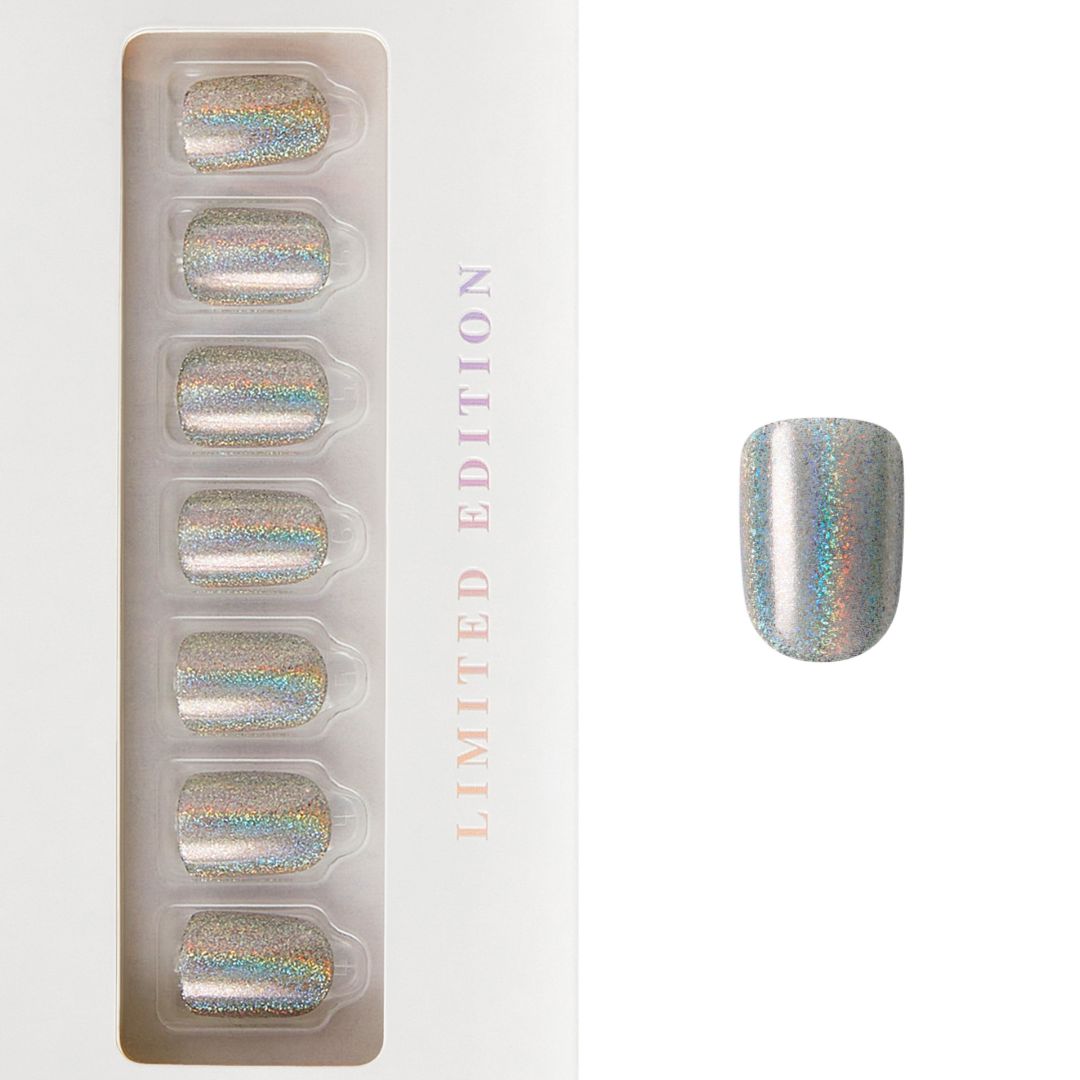 Hypnotic - Short Squoval Holographic Prism Nail On Press On Manicure