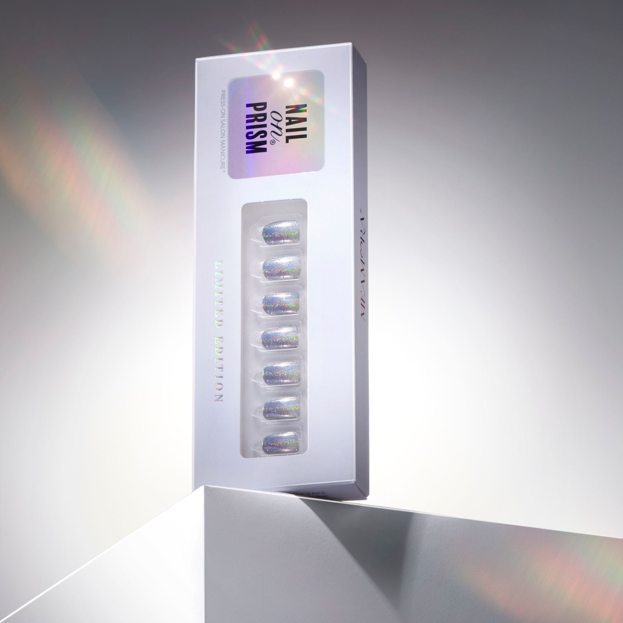 Hypnotic - Short Squoval Holographic Prism Nail On Press On Manicure