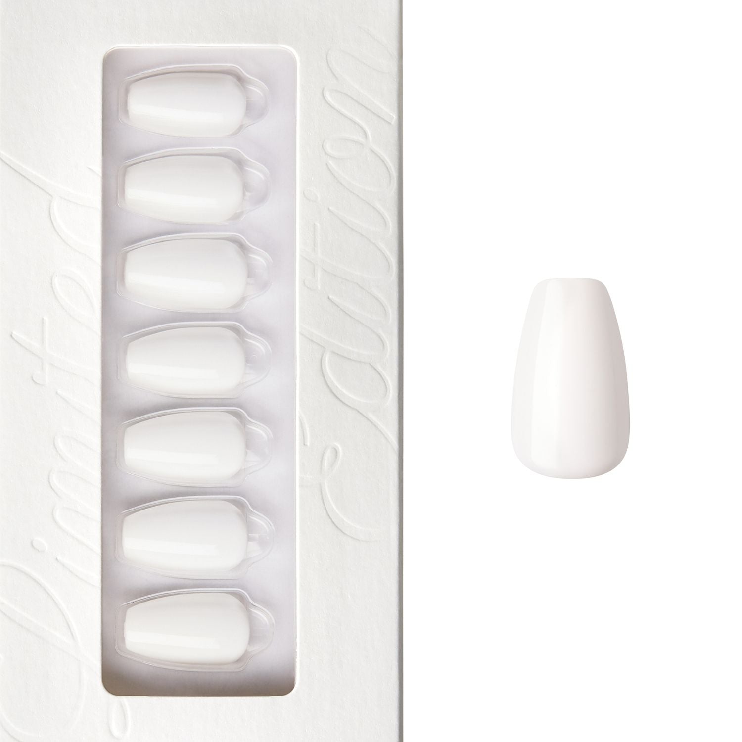 Arctic White - Coffin Weekender Press On Manicure