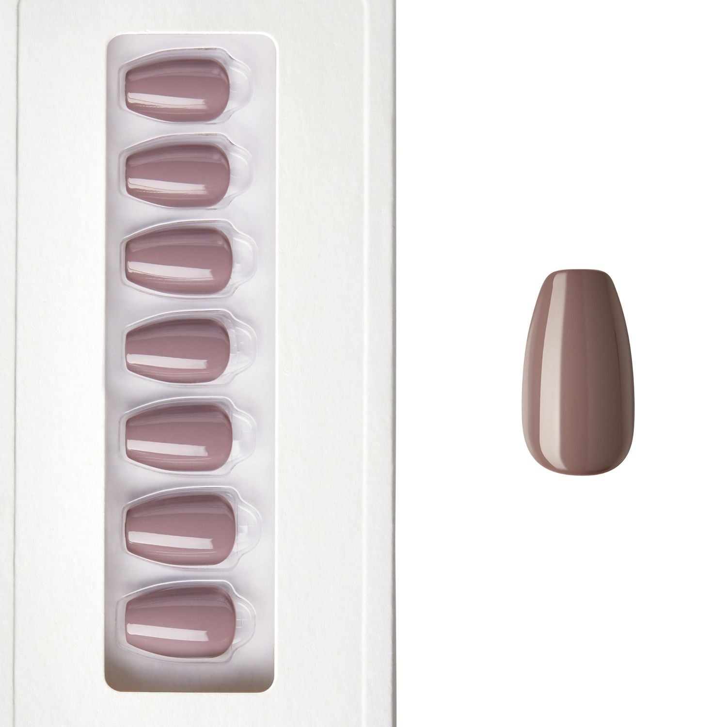 Taupe Gray - Coffin Weekender Press on Manicure