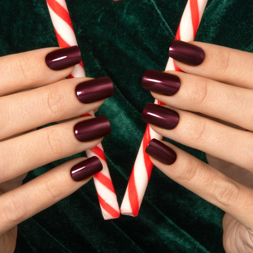 Bordeaux Red - Medium Squoval Nail On Press On Manicure