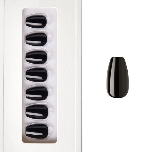 Perfect Black - Coffin Weekender Press on Manicure