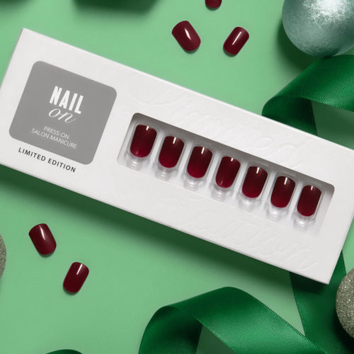 Dark Cherry - Short Squoval Nail On Press On Manicure