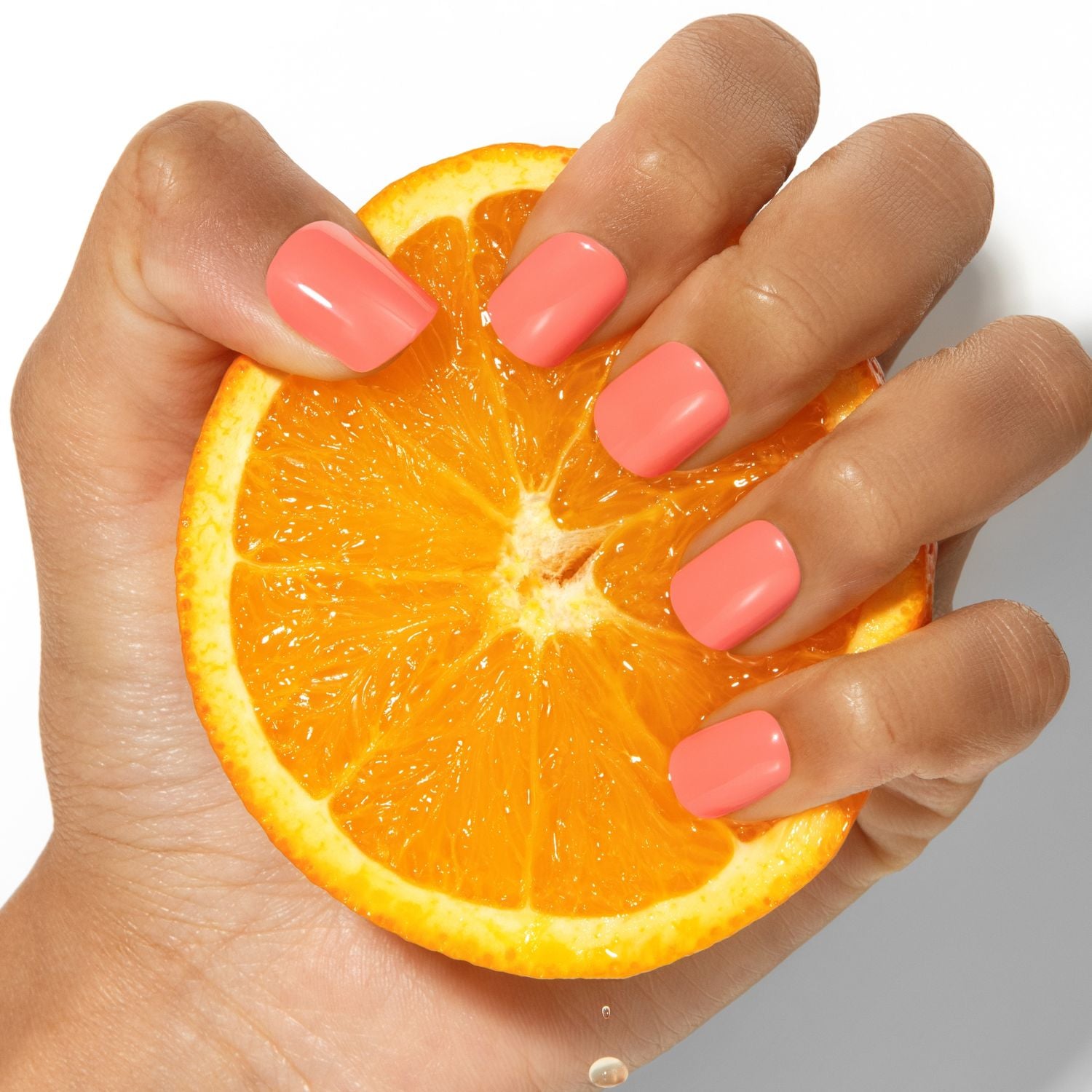 New & Improved Playful Orange - Squoval Short Press On Manicure