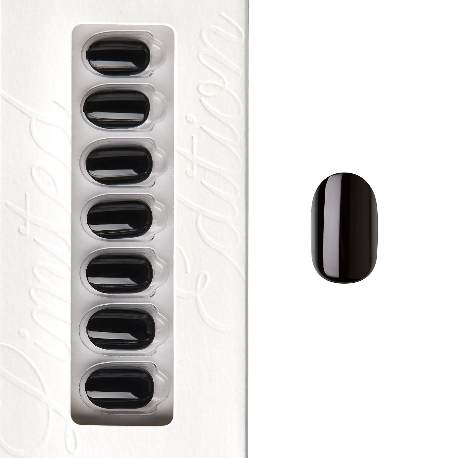 Dazzling Black - Short Oval Nail On Press On Manicure