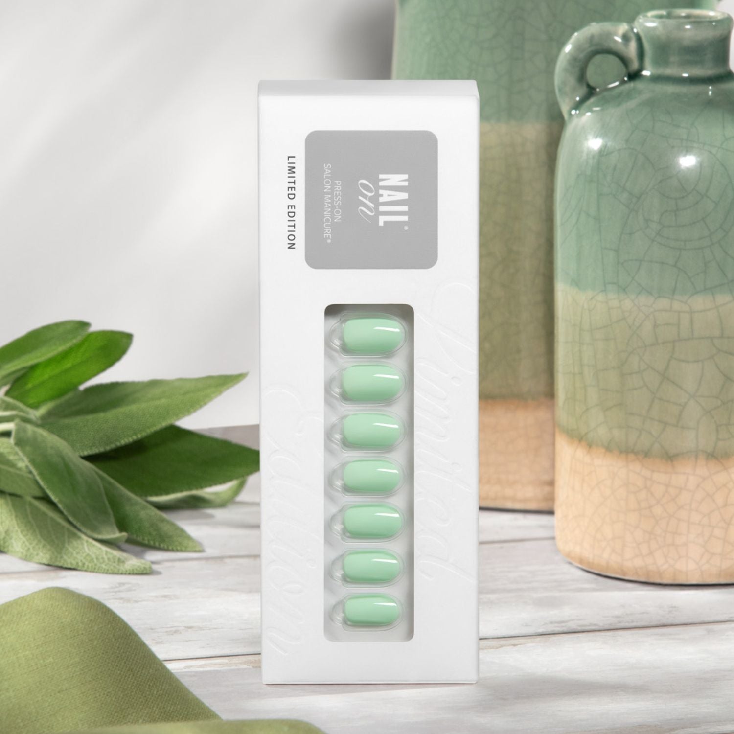 Sage Mint - Short Oval Nail On Press On Manicure