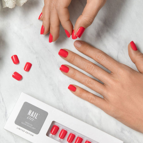 Bounce Coral - Short Squoval Nail On Press On Manicure