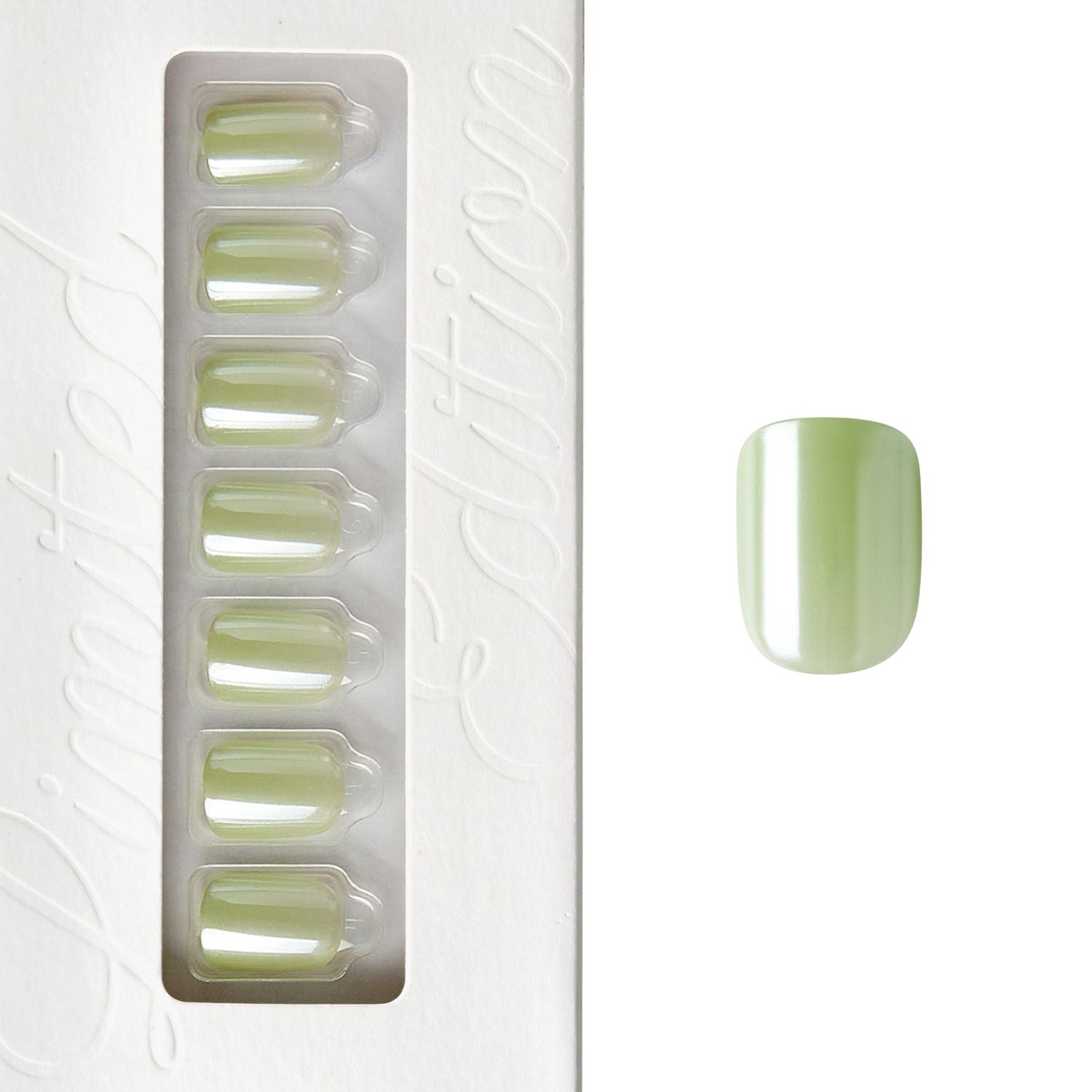 Icy Green Glazed - Short Squoval Nail On Press On Manicure