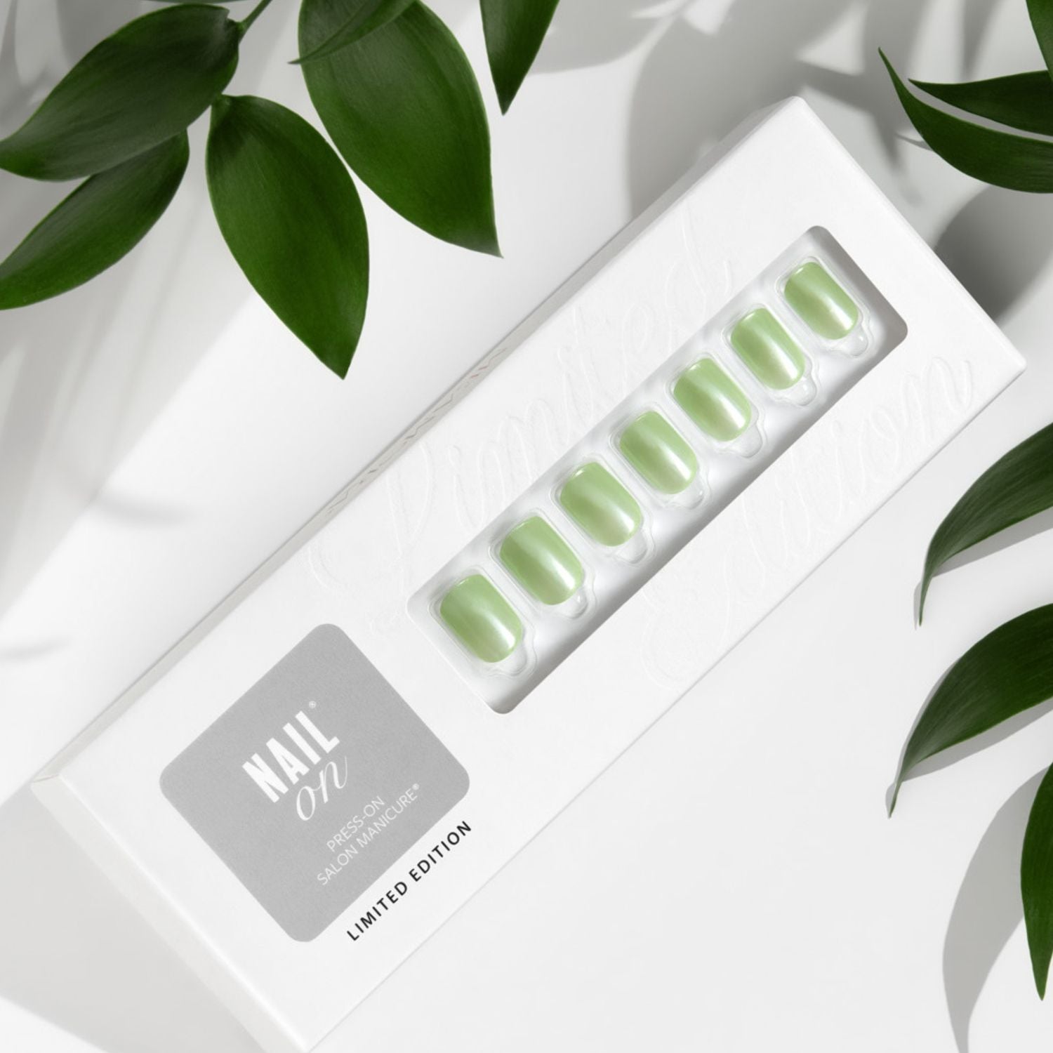 Icy Green Glazed - Short Squoval Nail On Press On Manicure