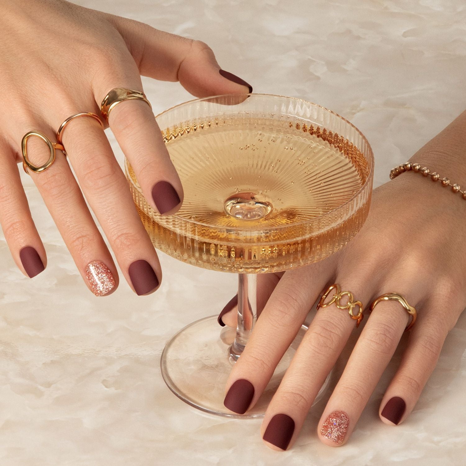 Changing Leaves - - Short Squoval Nail On Press On Manicure