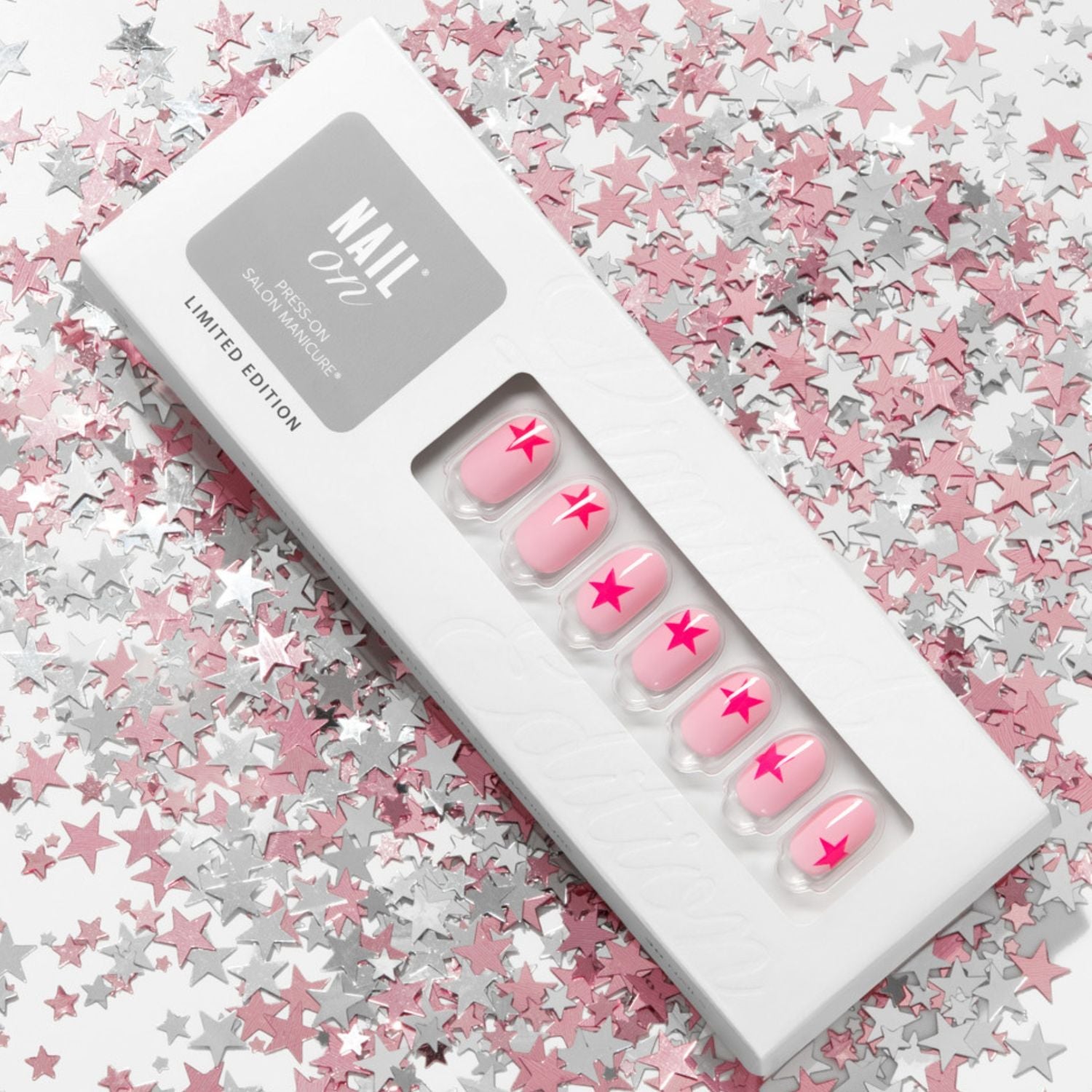 Pink Star - Short Oval Nail On Press On Manicure