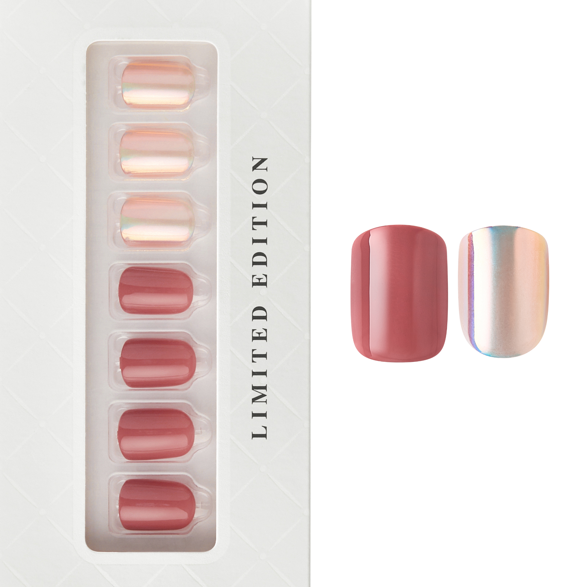 Pearly Rose - Short Squoval Nail On Press On Manicure