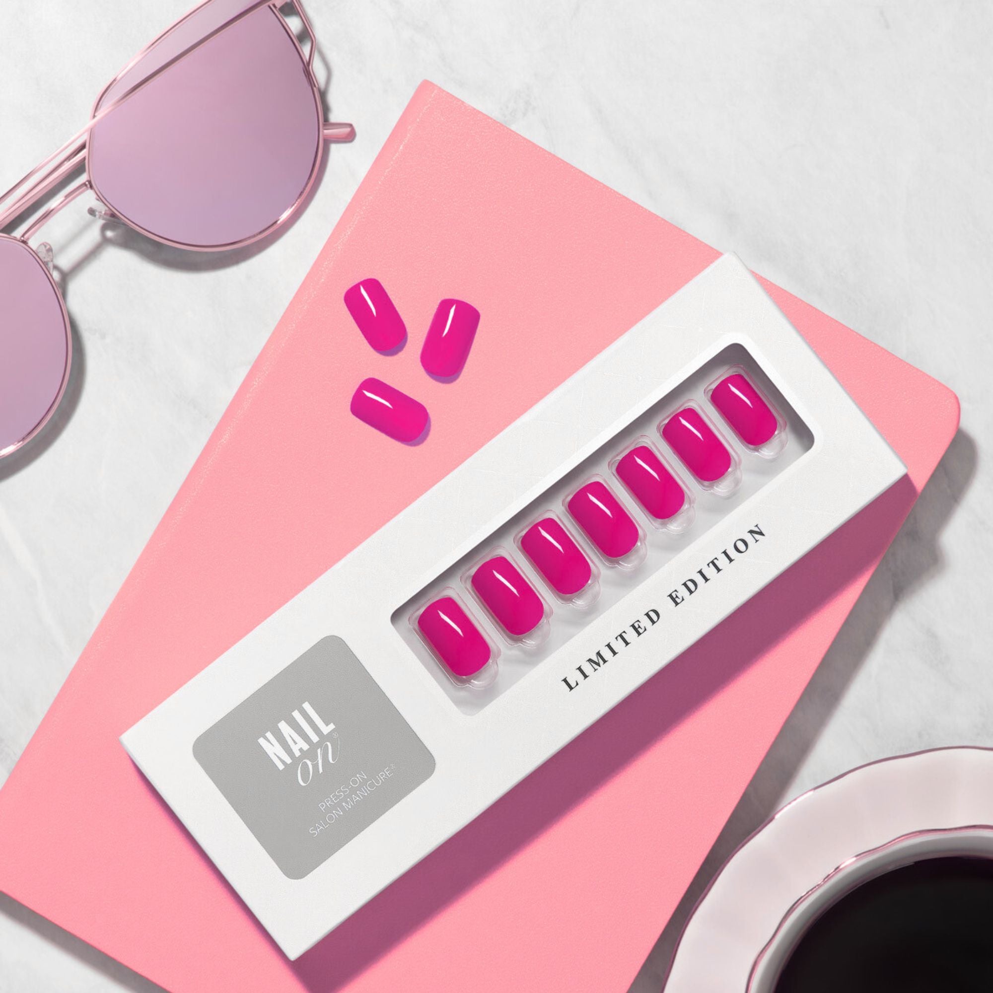 Positively Pink - Medium Squoval Press On Manicure