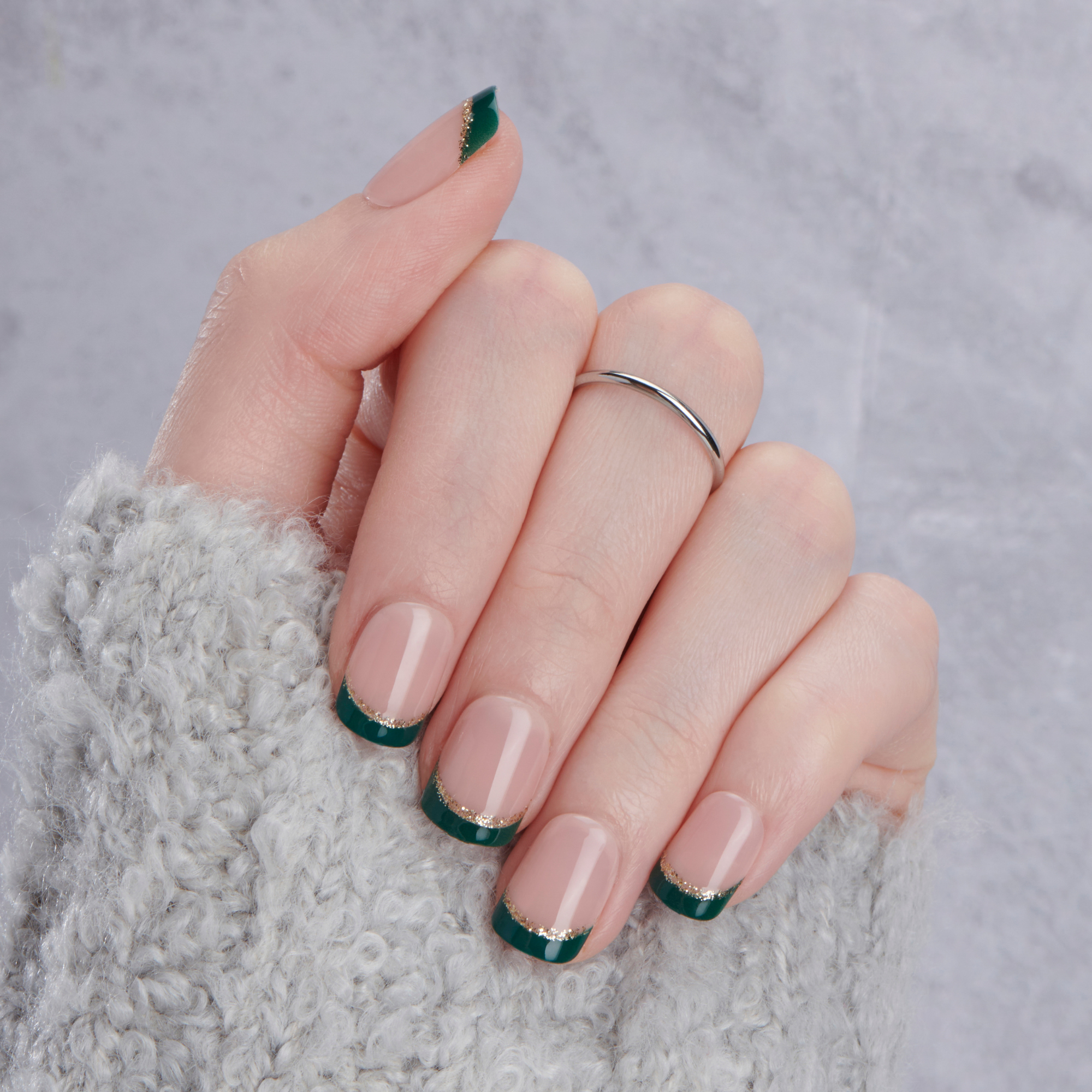 Dark Teal Twist - Short Squoval Nail On Press On Manicure