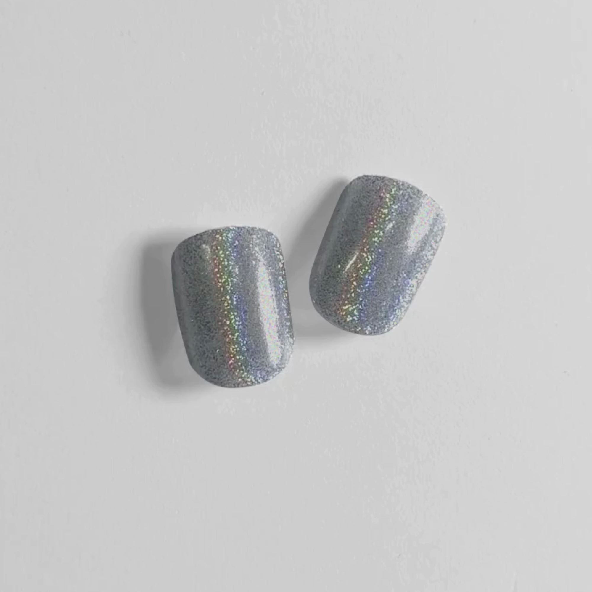 Hypnotic - Short Squoval Holographic Prism Nail On Press On Manicure