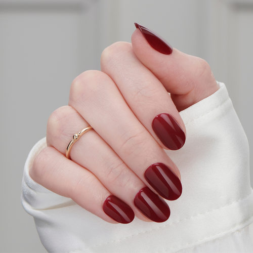 Merlot Red - Short Oval Nail On Press On Manicure