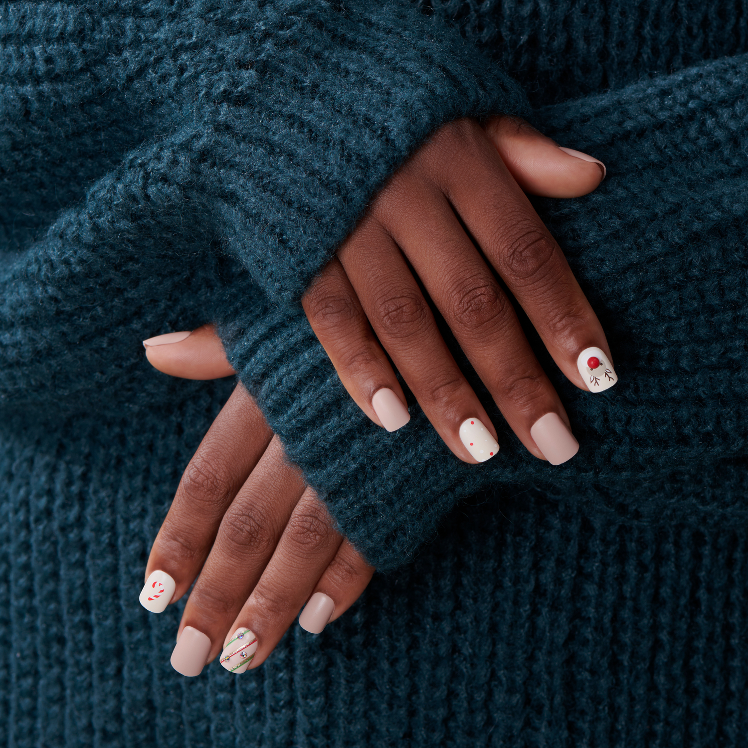 Red Nose - Squoval Nail On Press On Manicure