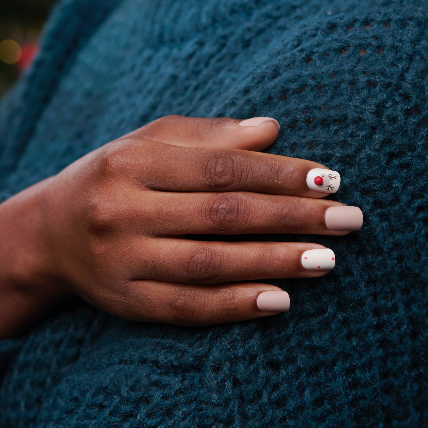 Red Nose - Squoval Nail On Press On Manicure