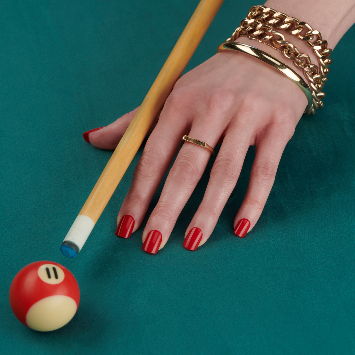 New &amp; Improved Ruby Red - Squoval Press On Manicure