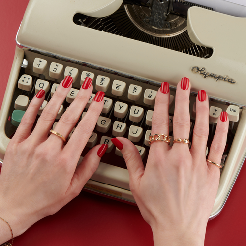 New &amp; Improved Ruby Red - Squoval Press On Manicure
