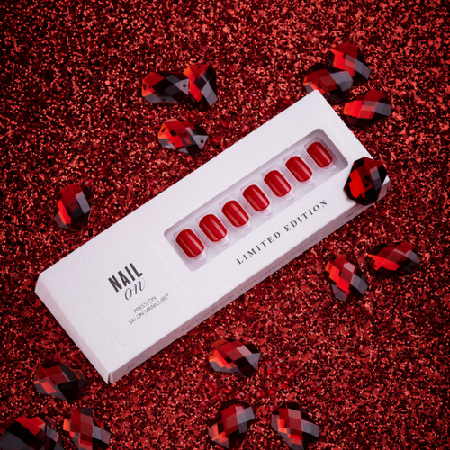 New & Improved Ruby Red - Squoval Press On Manicure
