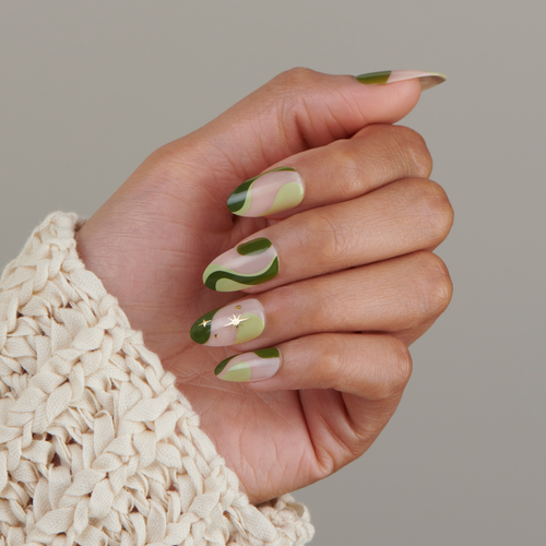 Matcha Magic - Medium Almond Nail On Press On Manicure