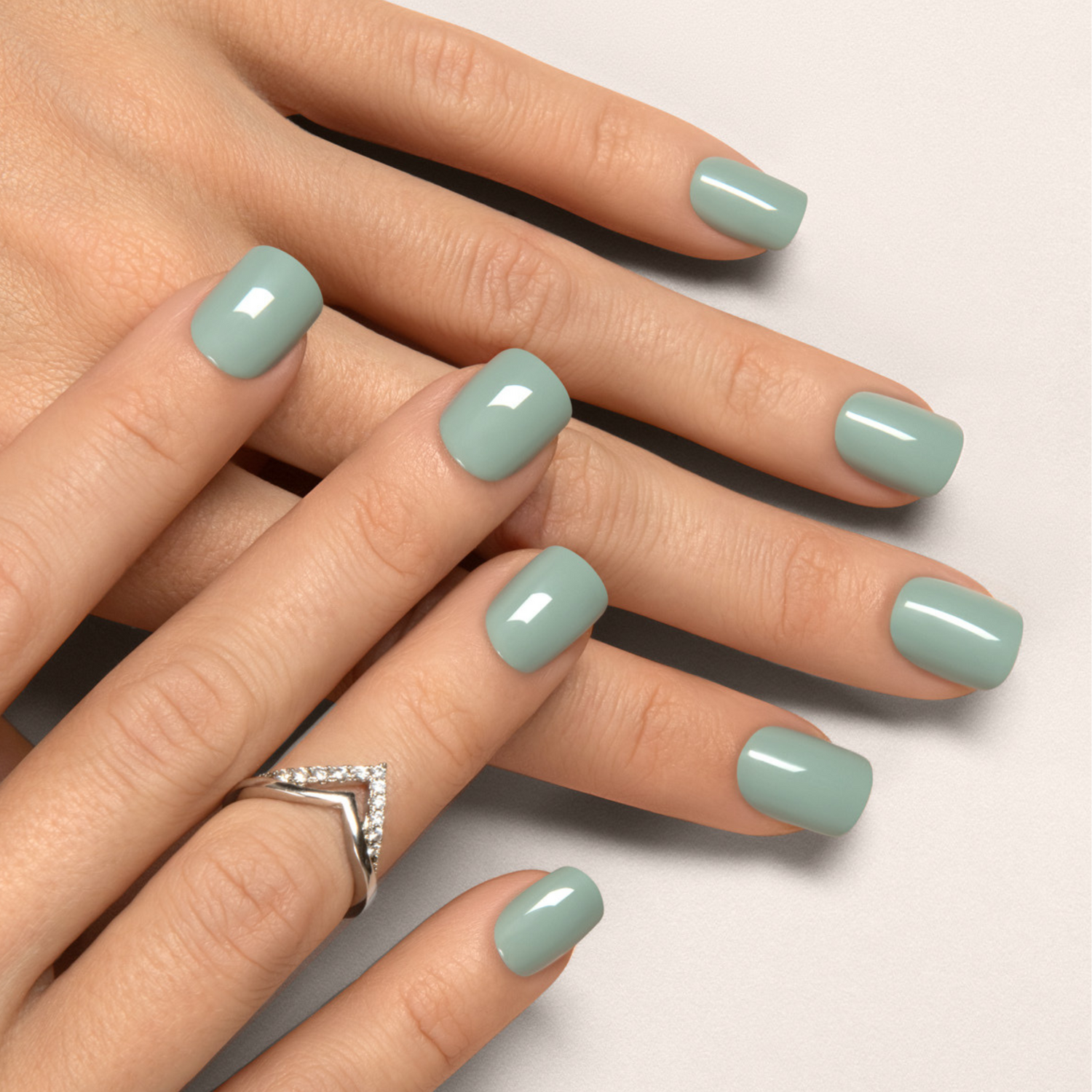 Sage Green - Squoval Weekender Press On Manicure