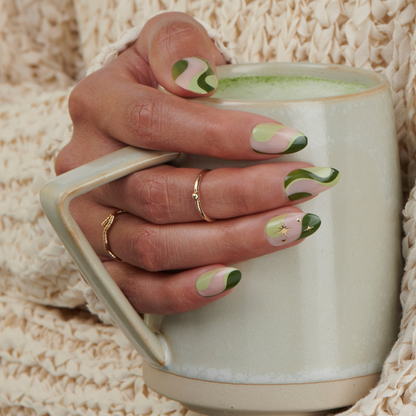 Matcha Magic - Medium Almond Nail On Press On Manicure