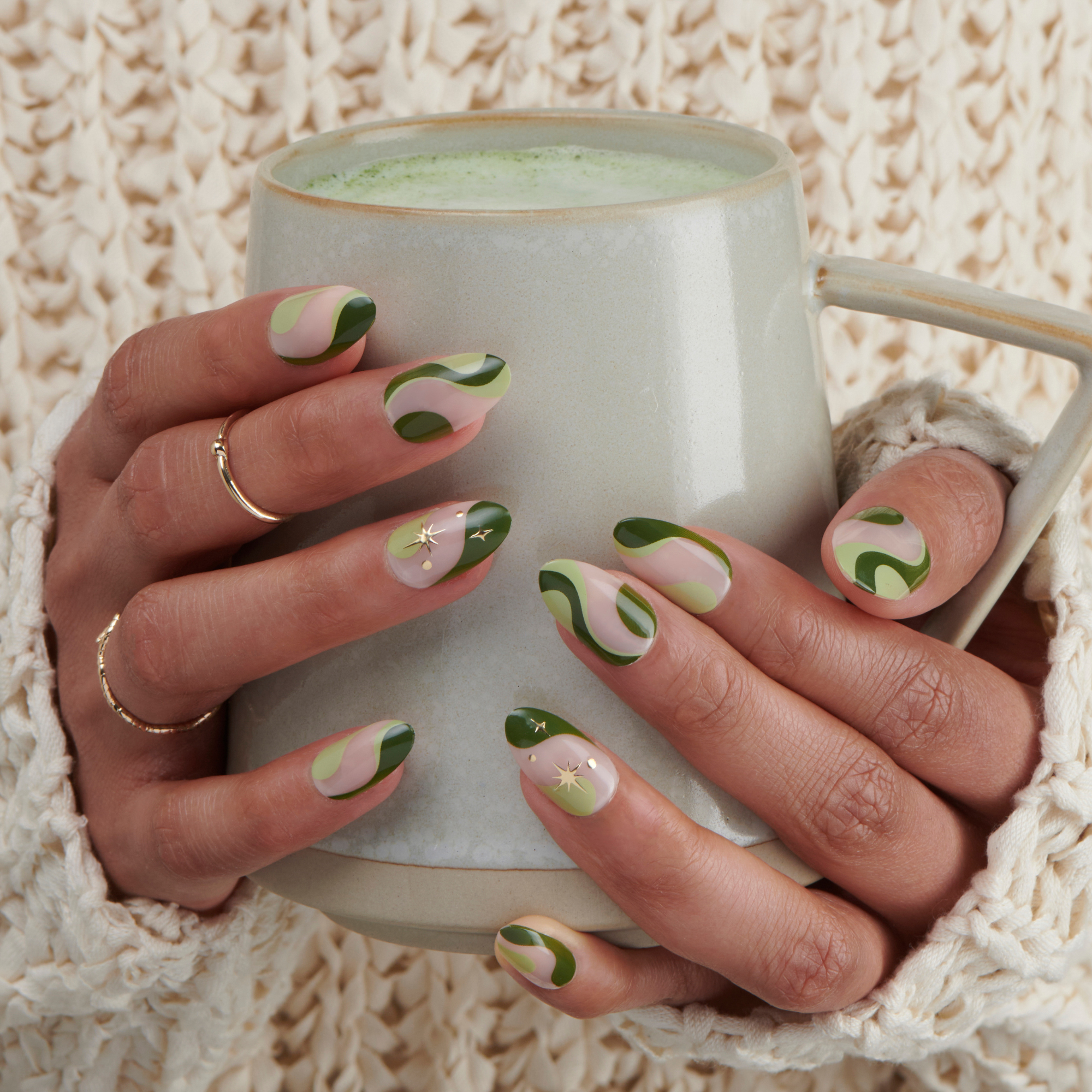 Matcha Magic - Medium Almond Nail On Press On Manicure