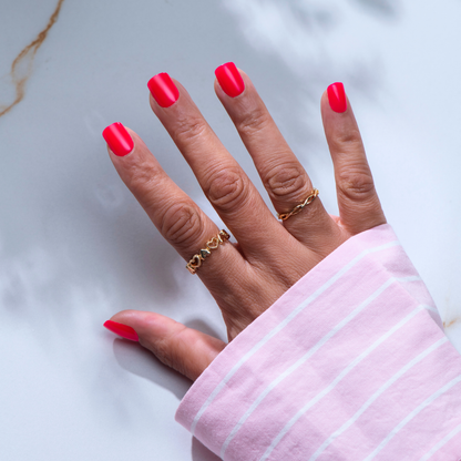 Power Pink - Short Squoval Nail On Press On Manicure