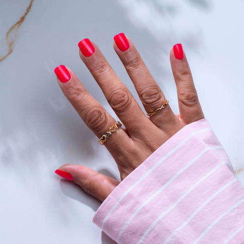 Power Pink - Short Squoval Nail On Press On Manicure