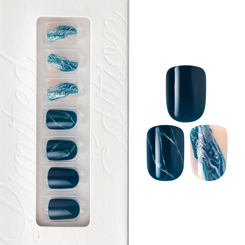 Blue Mist - Short Squoval Nail On Press On Manicure