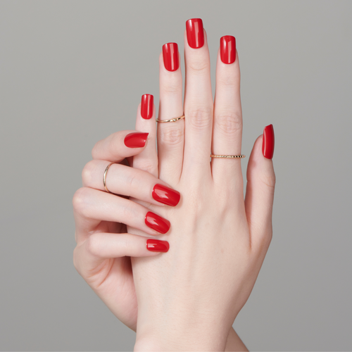 Scarlet Red - Medium Squoval Nail On Press On Manicure