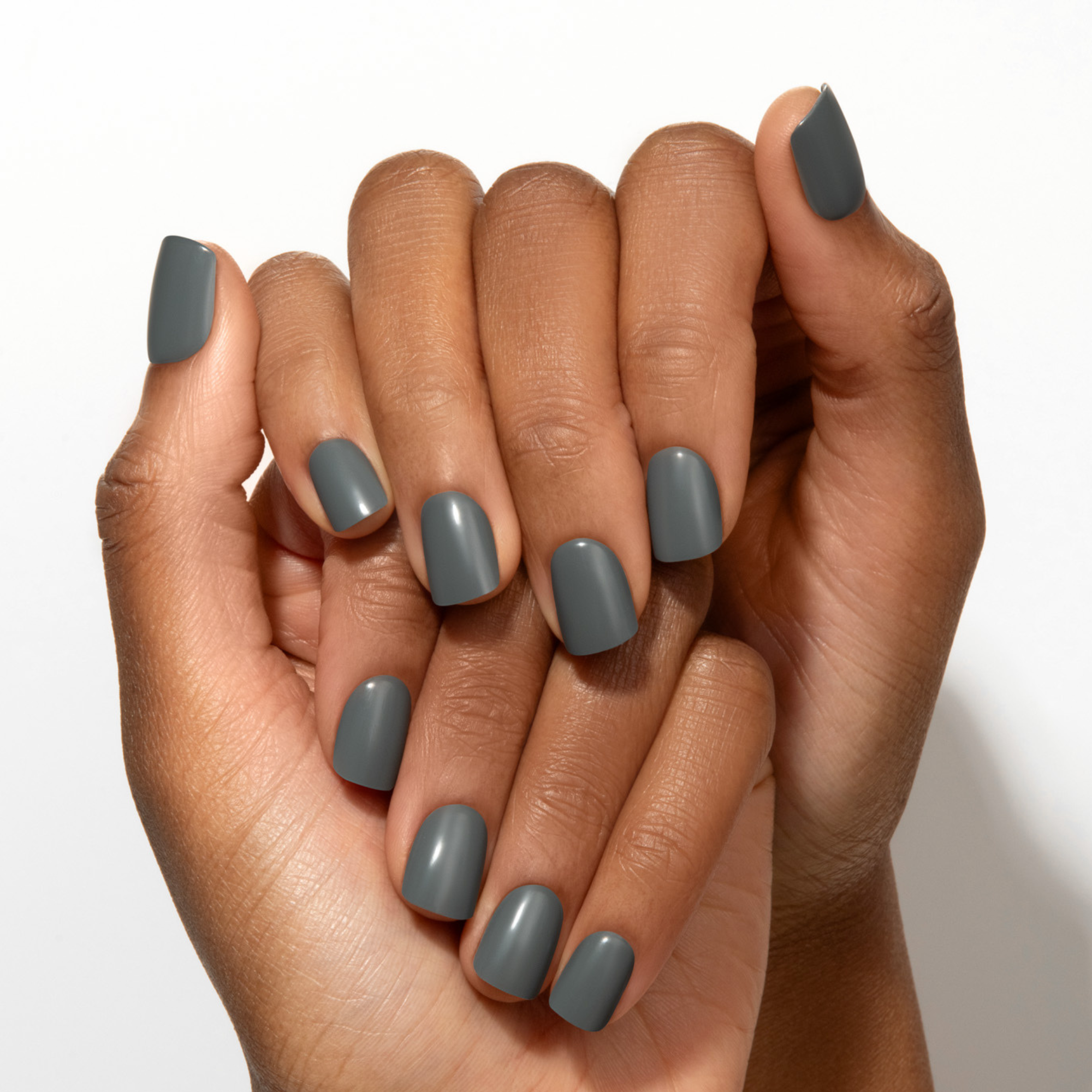 Stormy Grey - Squoval Weekender Press On Manicure