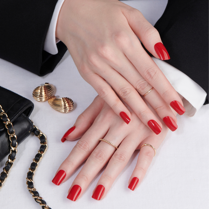 Scarlet Red - Medium Squoval Nail On Press On Manicure