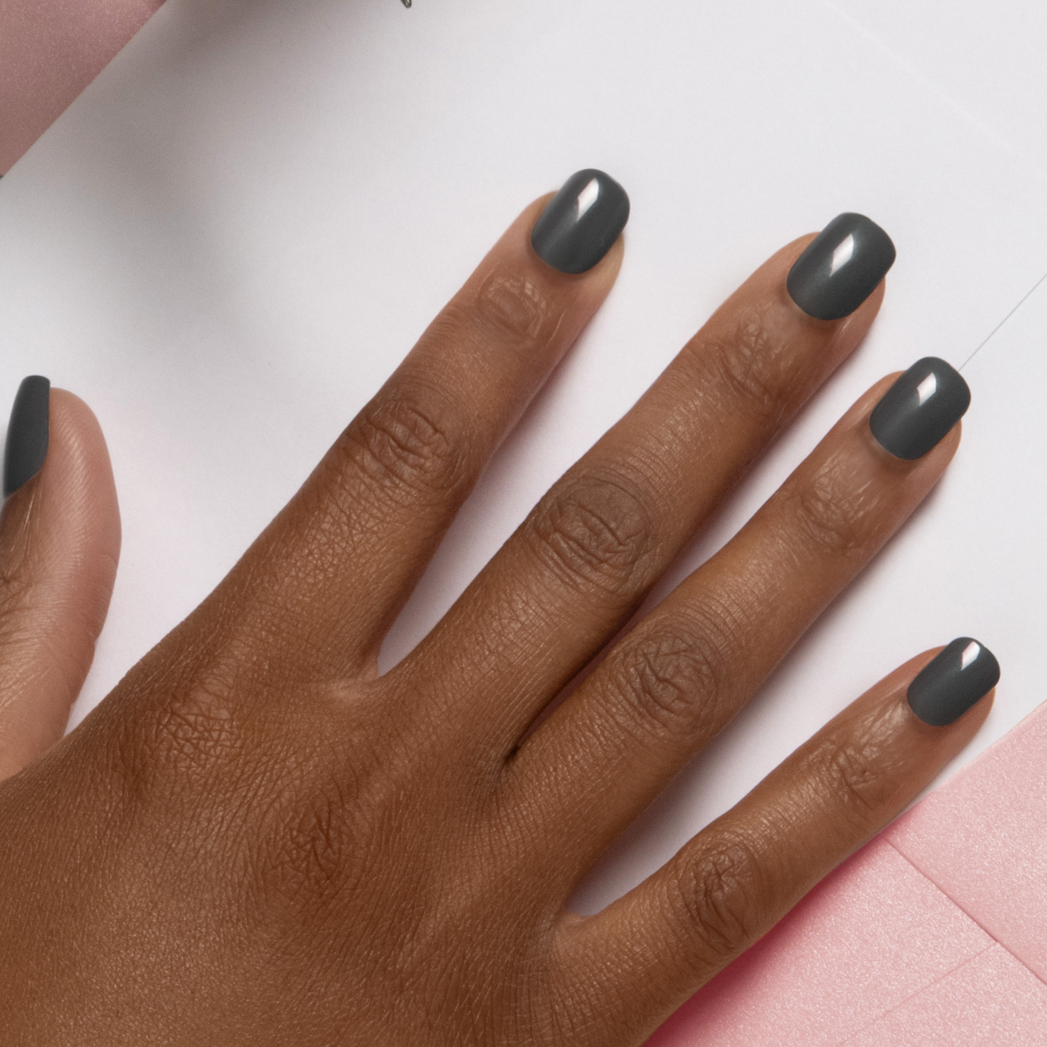 Stormy Grey - Squoval Weekender Press On Manicure