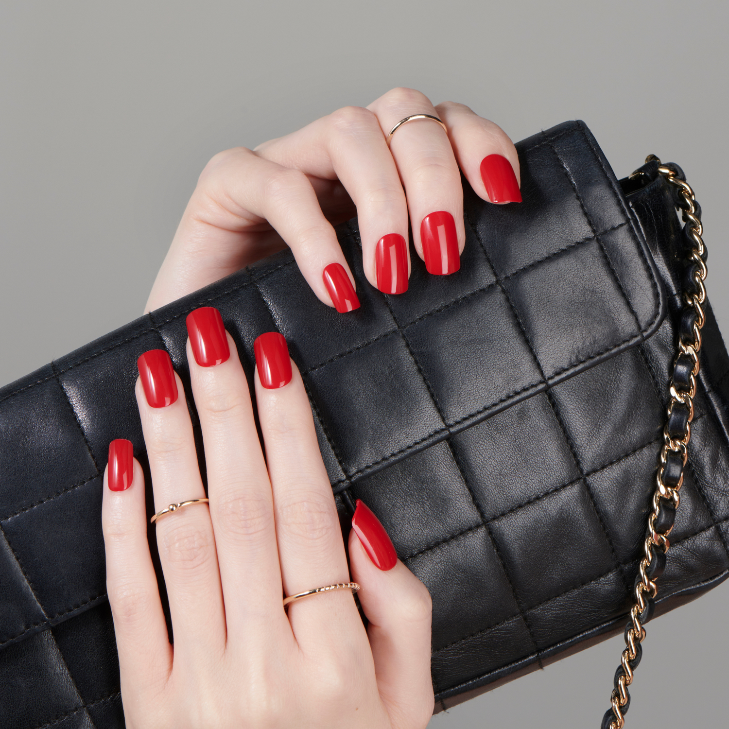 Scarlet Red - Medium Squoval Nail On Press On Manicure