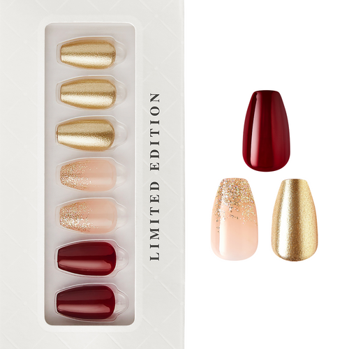 Cherry Glass - Medium Coffin Nail On Press On Manicure