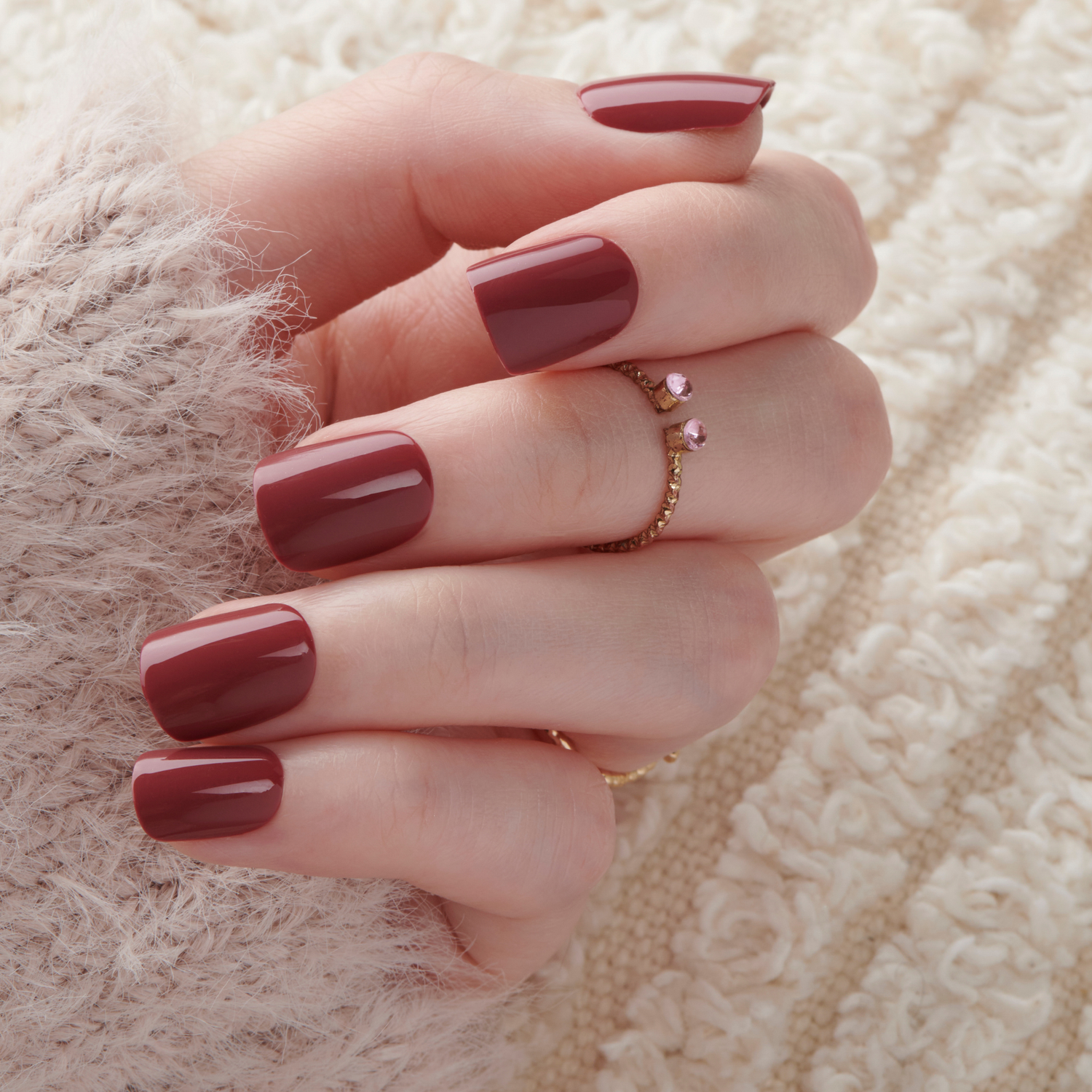 Chestnut Brown -  Short Squoval Nail On Press On Manicure