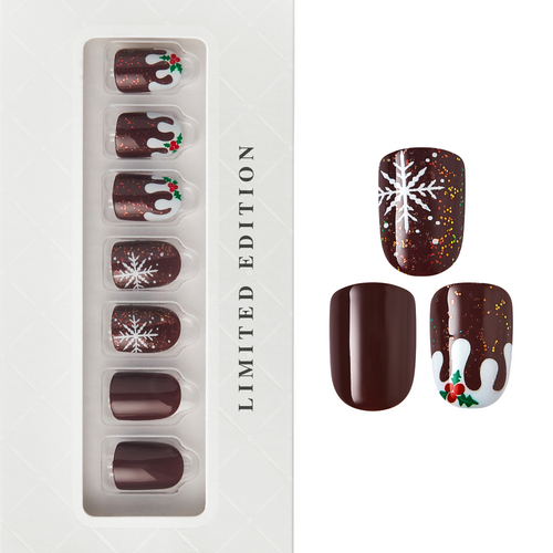 Christmas Pudding - Squoval Nail On Press On Manicure