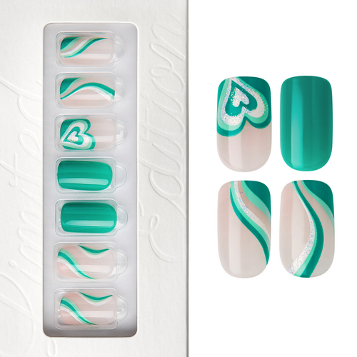 Green Fairies - Medium Squoval Nail On Press On Manicure